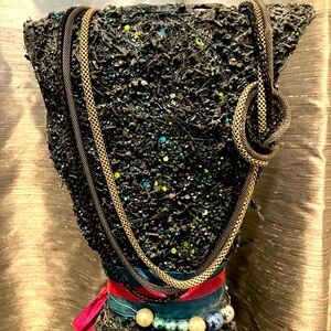 Chic Silver and Black Layered Necklace